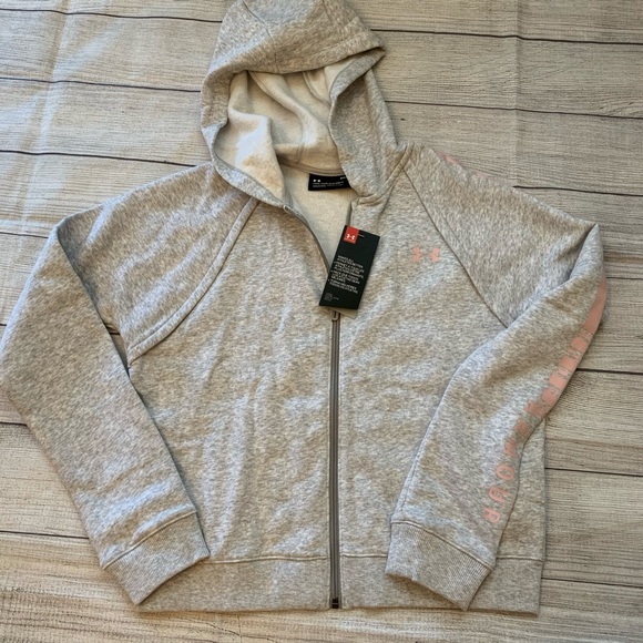 Under Armour Jackets & Blazers - NWT Under Armour Light Gray & Pink Zip Up Jacket